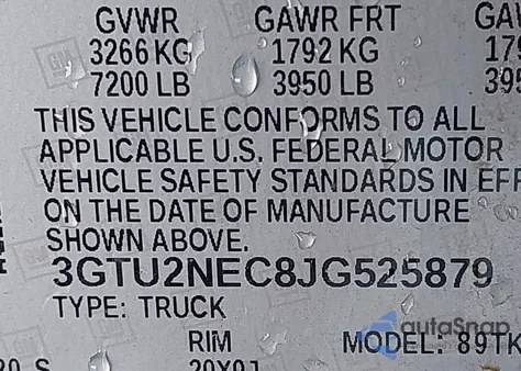 2018 GMC Sierra 1500 Slt z USA, uszkodzony, nr VIN 3GTU2NEC8JG525879